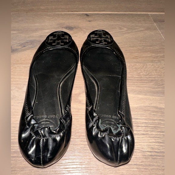 Tory Burch Ballet Flats Reva Black Patent Leather Ballet Flats Shoes - Picture 3 of 4